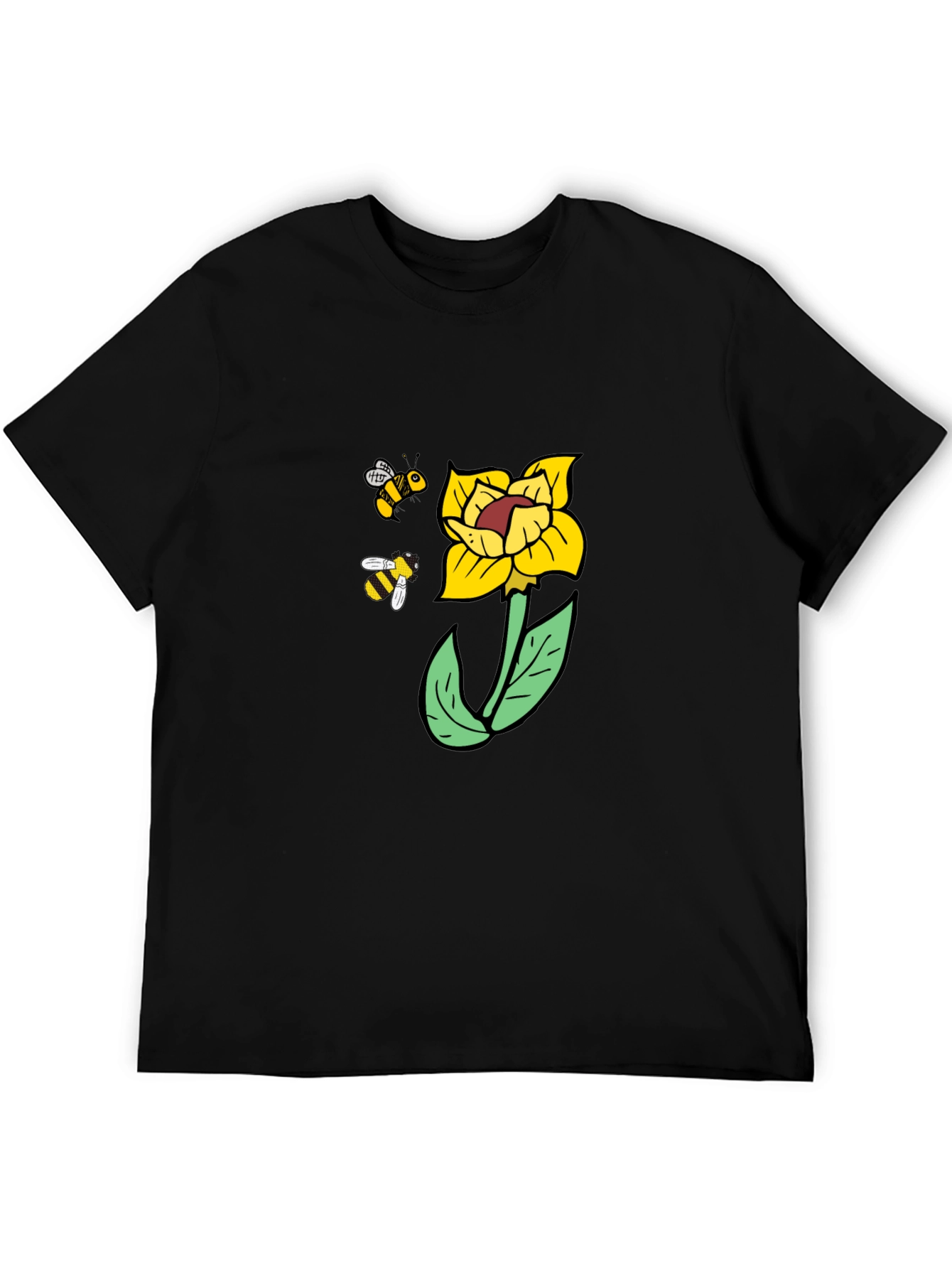 Bee & Flower Graphic Black Tee