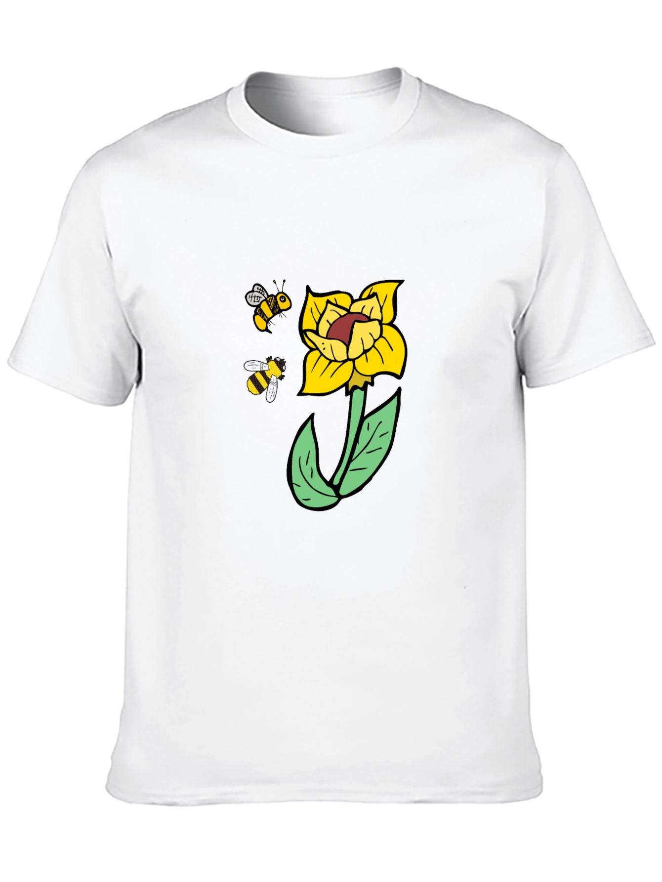 Bee & Flower Graphic Black Tee