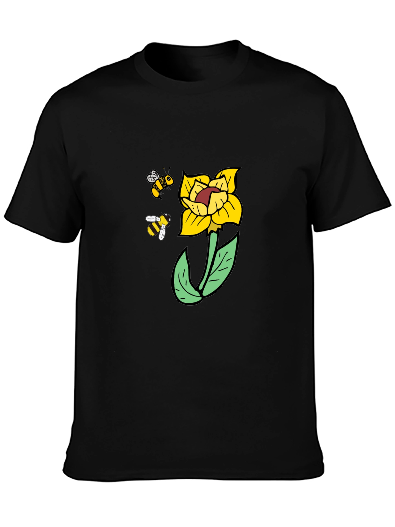 Bee & Flower Graphic Black Tee