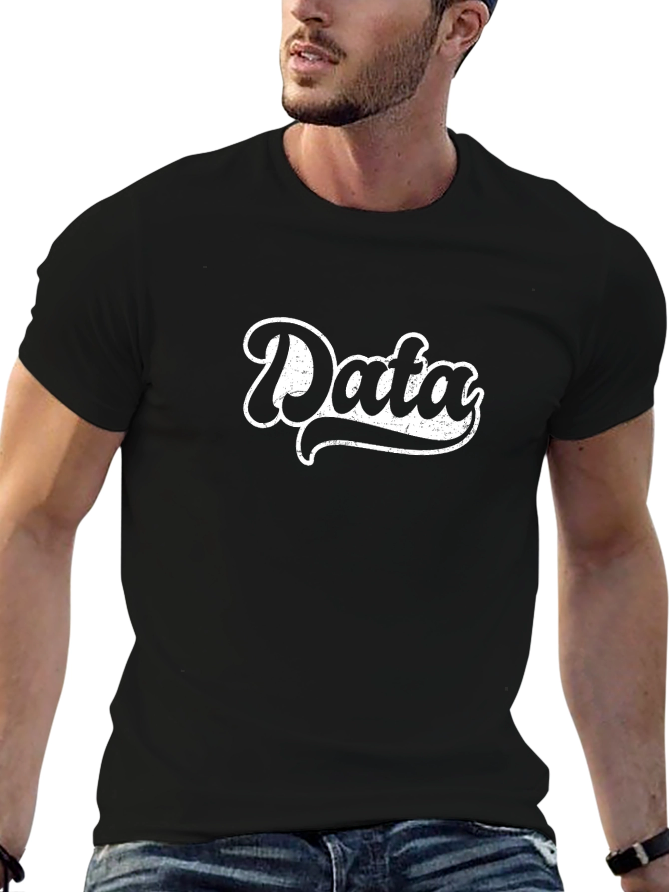 Data Retro Graphic Tee - Black Cotton T-Shirt