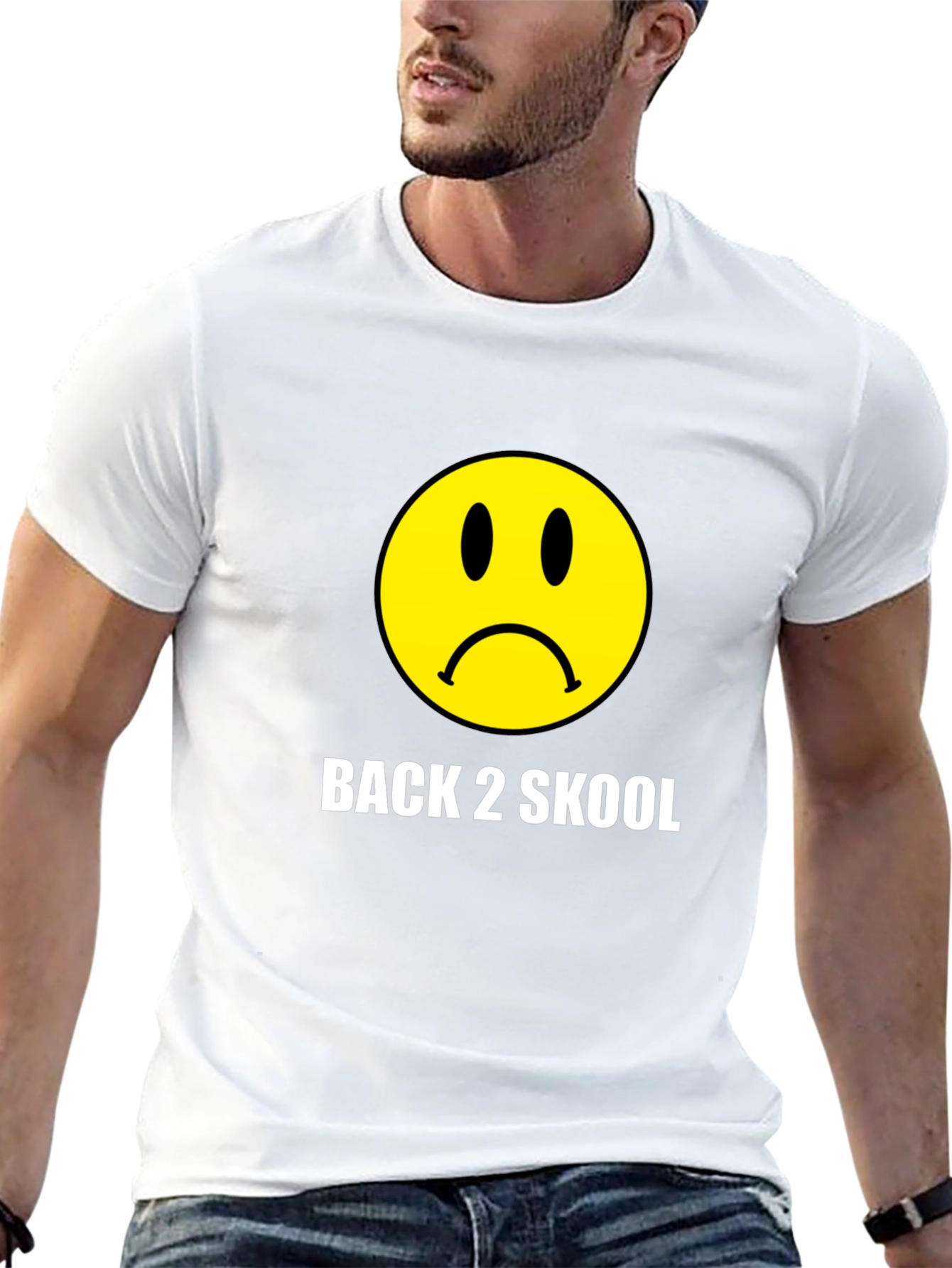 Back 2 Skool Sad Face Black T-Shirt