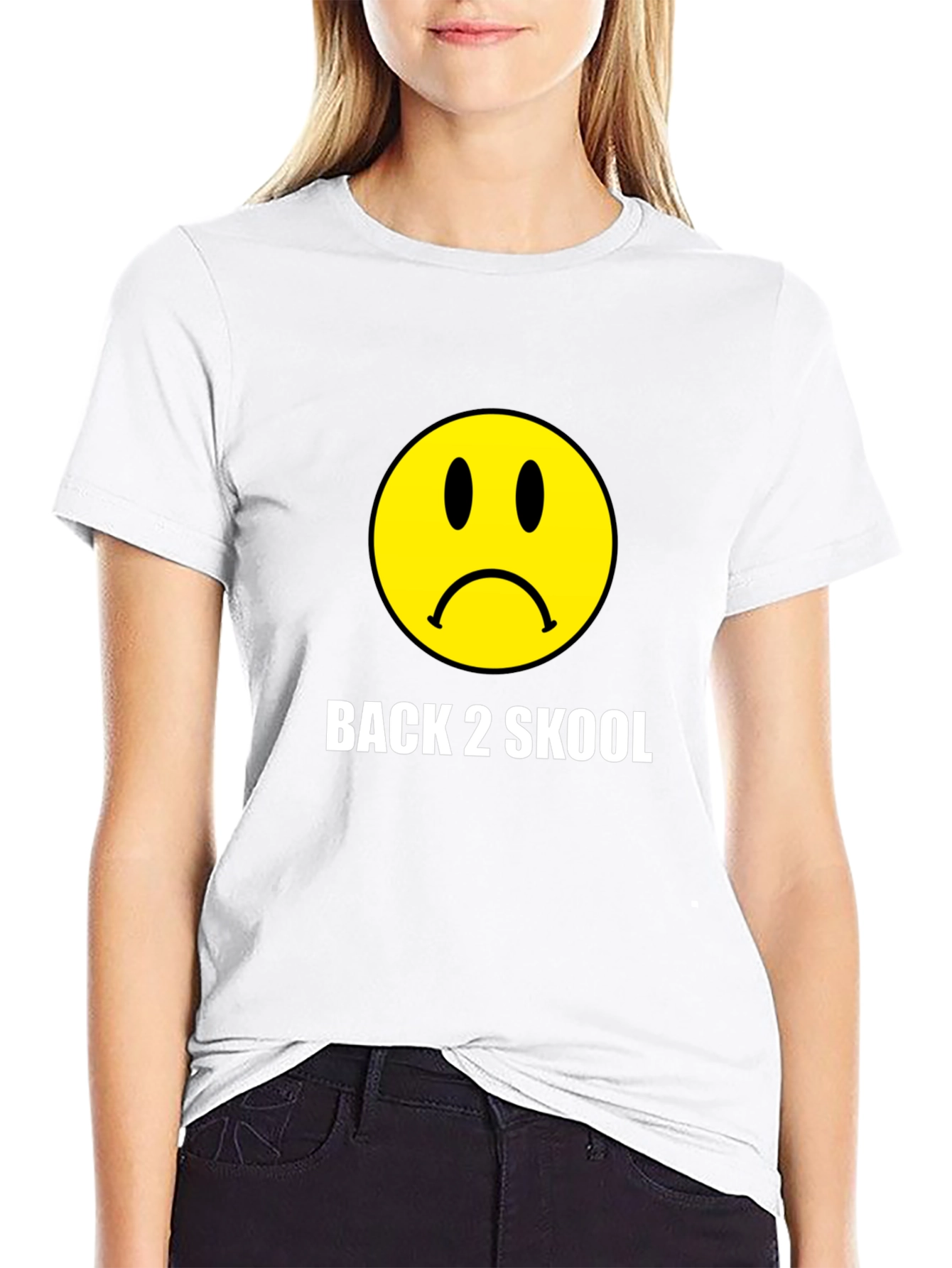 Back 2 Skool Sad Face Black T-Shirt