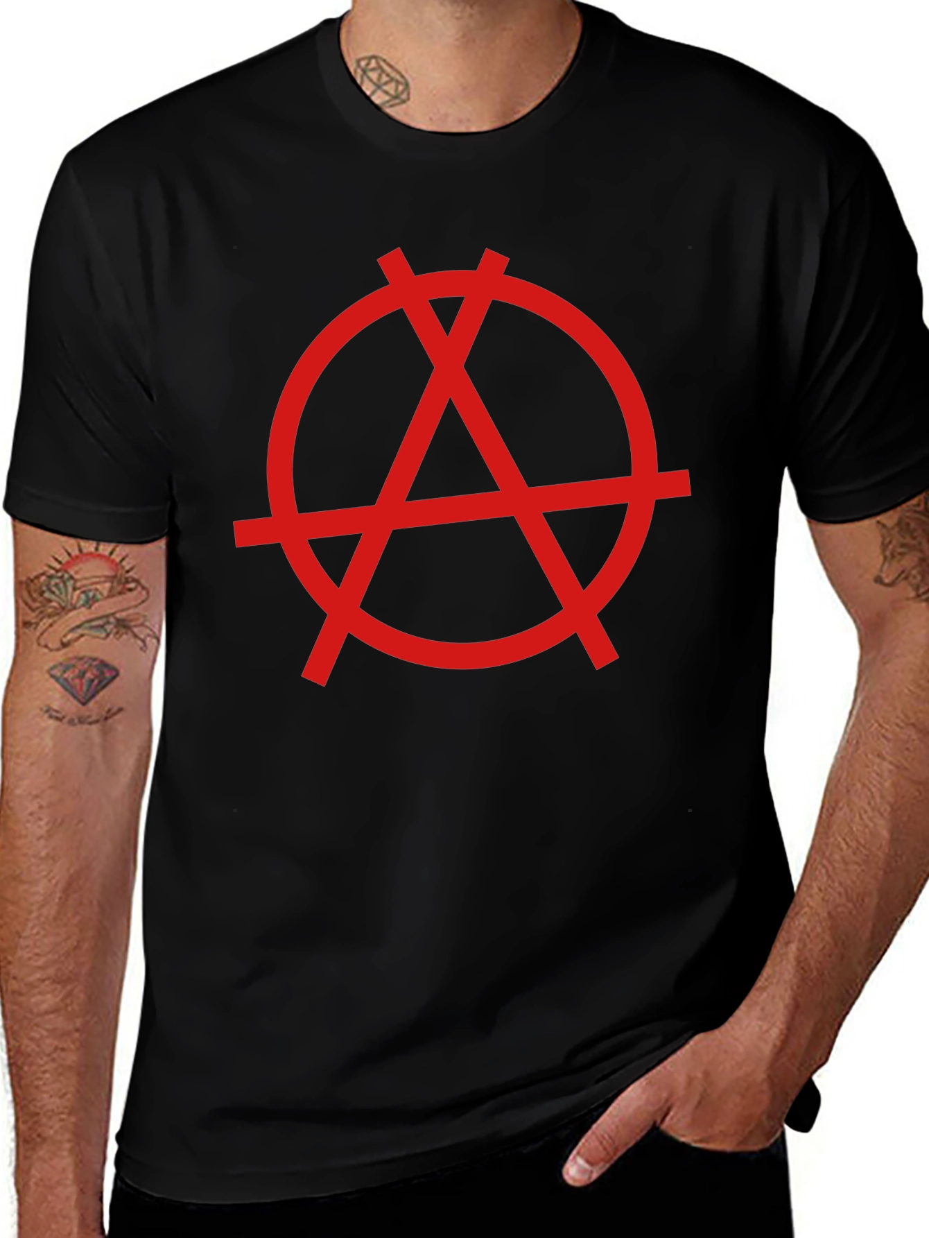 Anarchy Symbol Graphic T-Shirt - Black