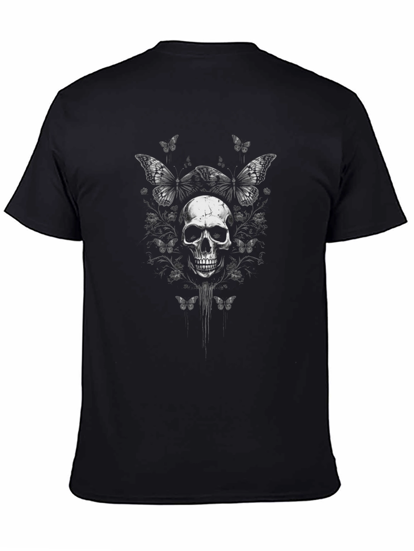 Skull & Butterfly Graphic Tee - Dark Aesthetic