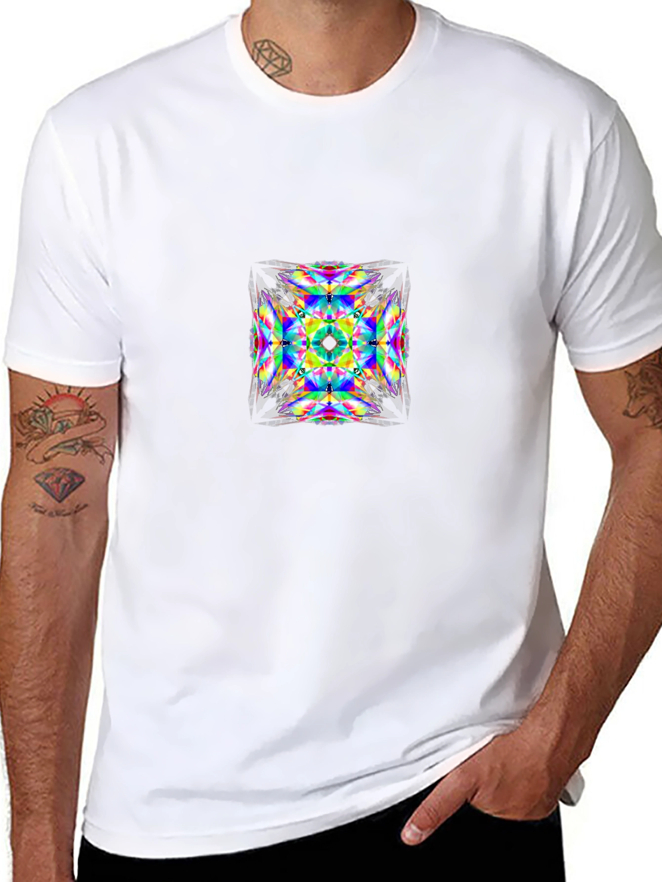 Geometric Kaleidoscope Graphic Tee - Modern Abstract Art Shirt