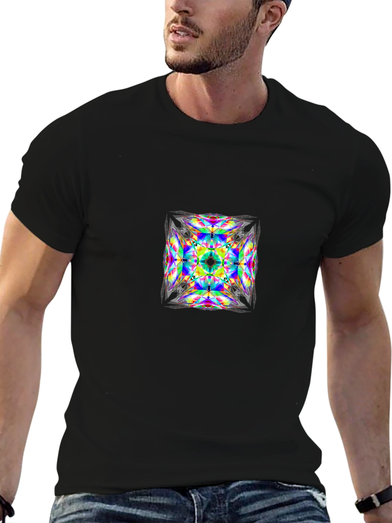 Geometric Kaleidoscope Graphic Tee - Modern Abstract Art Shirt