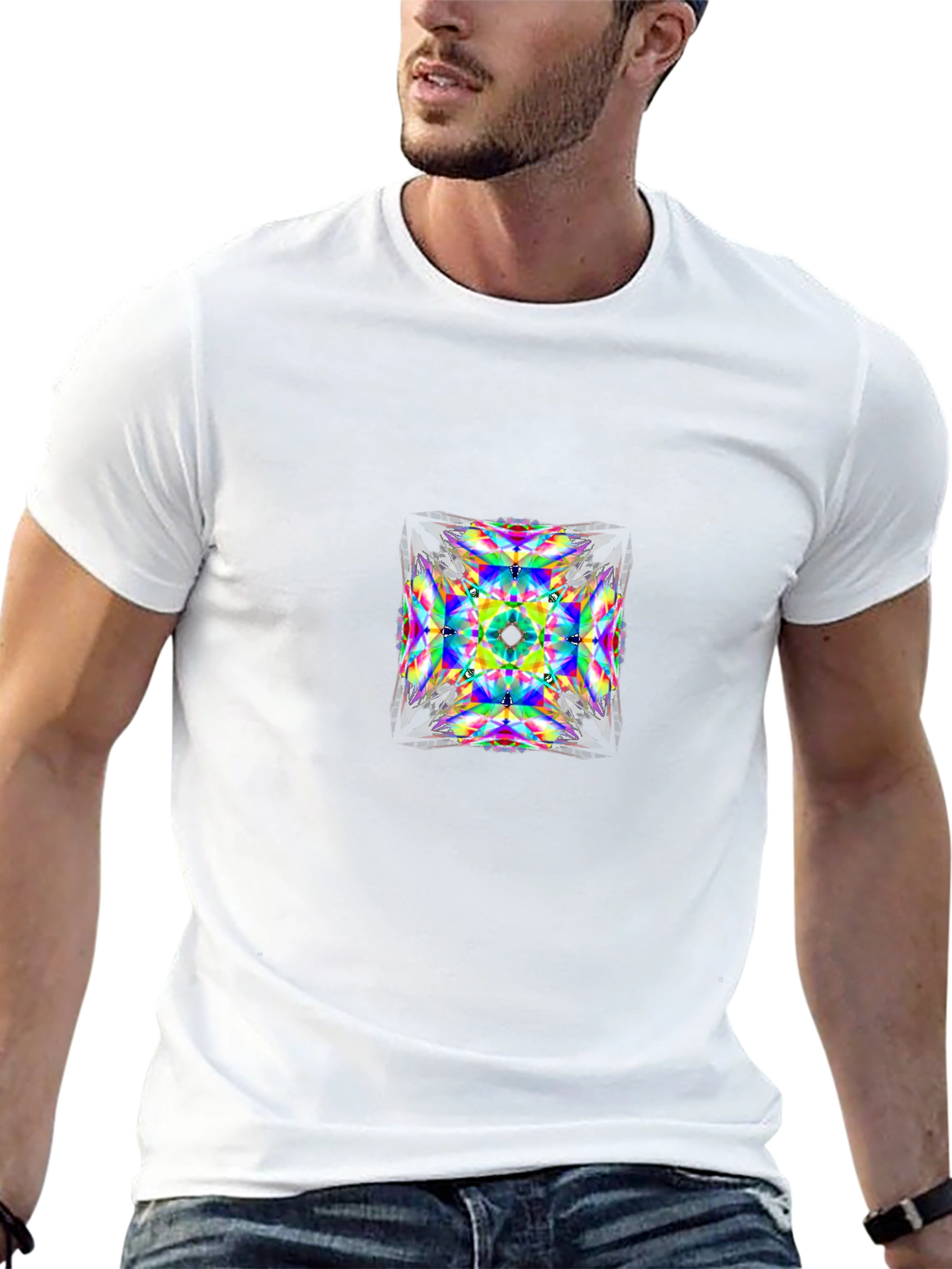 Geometric Kaleidoscope Graphic Tee - Modern Abstract Art Shirt