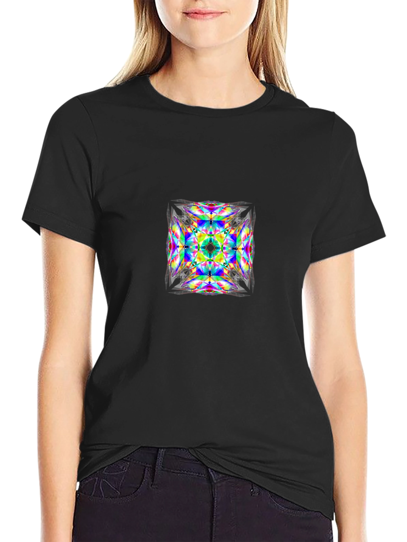 Geometric Kaleidoscope Graphic Tee - Modern Abstract Art Shirt