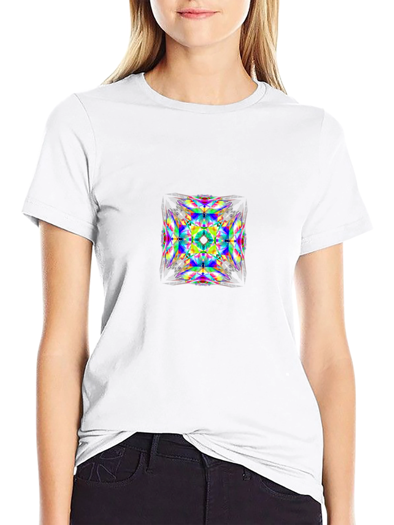 Geometric Kaleidoscope Graphic Tee - Modern Abstract Art Shirt