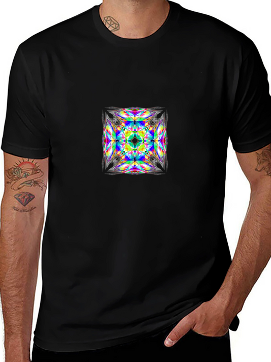 Geometric Kaleidoscope Graphic Tee - Modern Abstract Art Shirt
