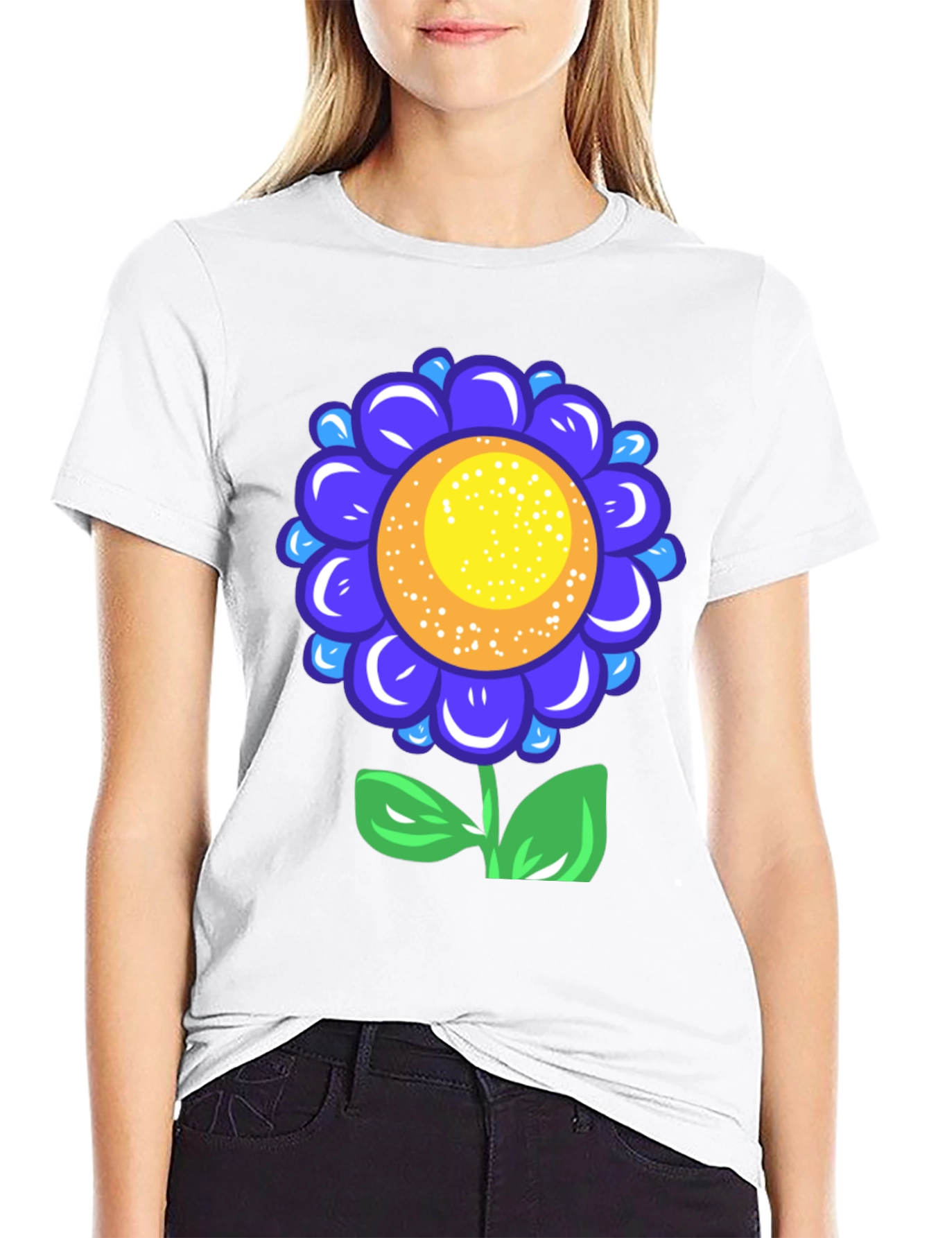 Blue Flower Graphic Tee - Funky Floral T-Shirt