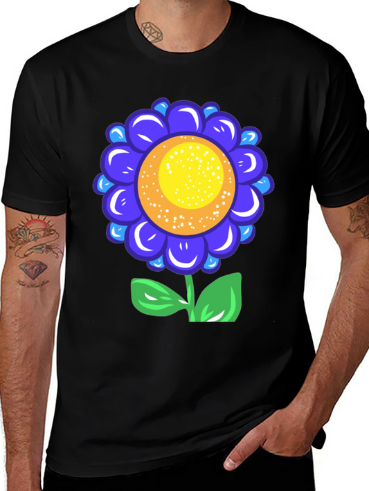 Blue Flower Graphic Tee - Funky Floral T-Shirt
