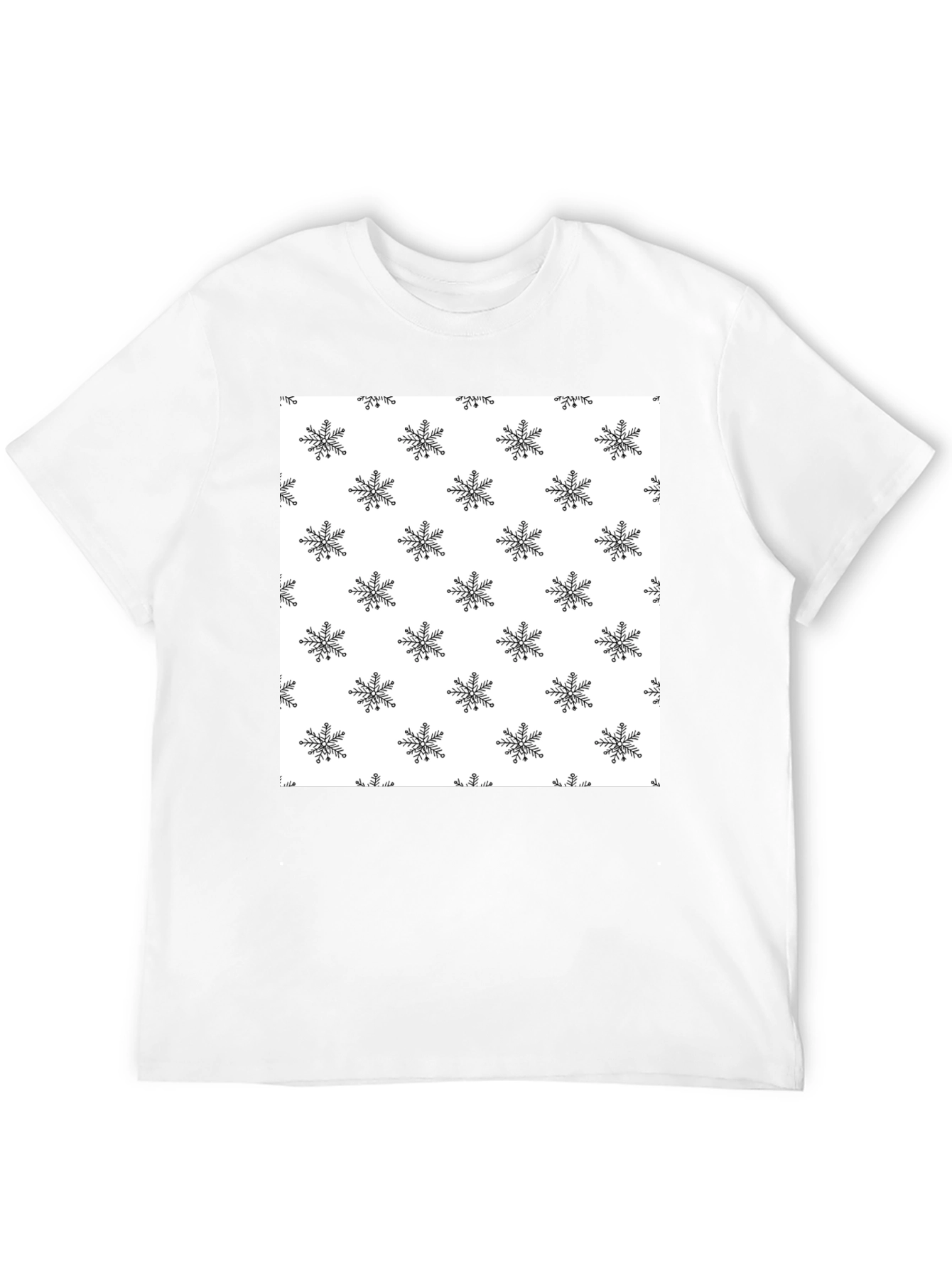 Snowflake Pattern Black T-Shirt