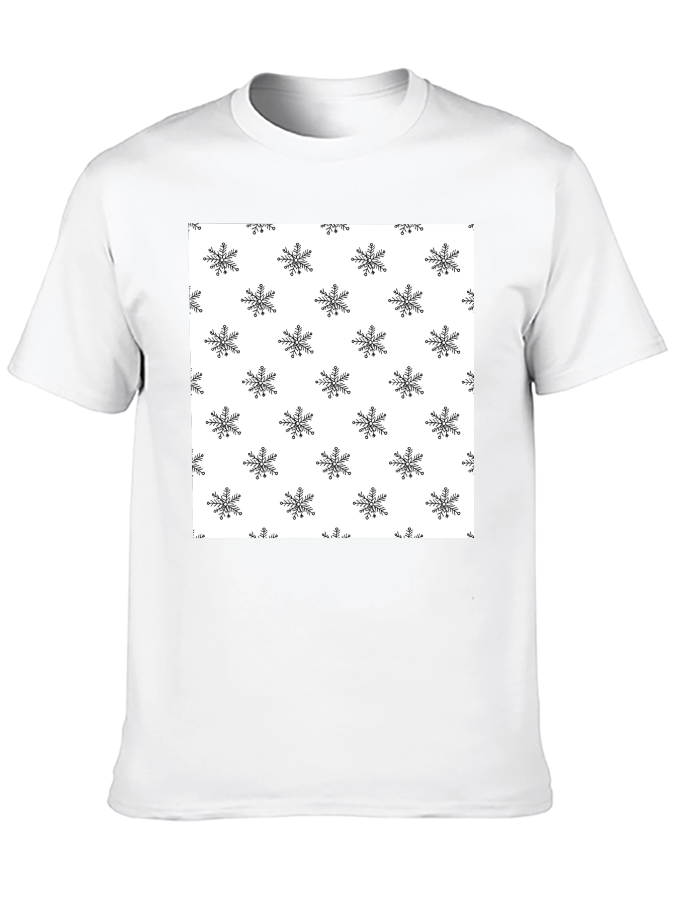 Snowflake Pattern Black T-Shirt