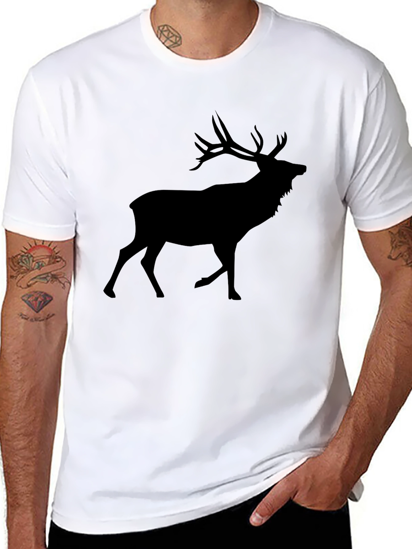 Mens Black Deer Graphic Tee