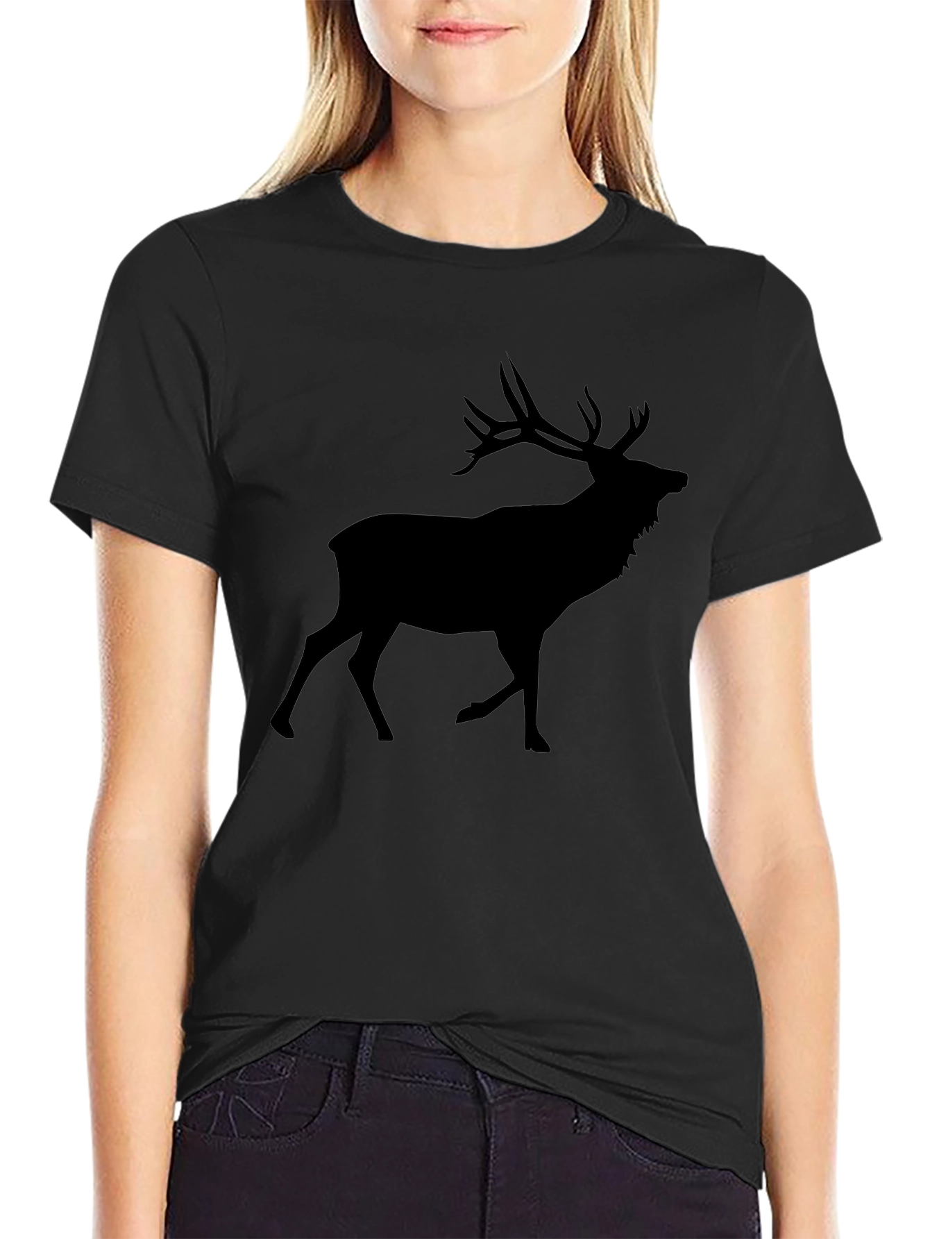 Mens Black Deer Graphic Tee