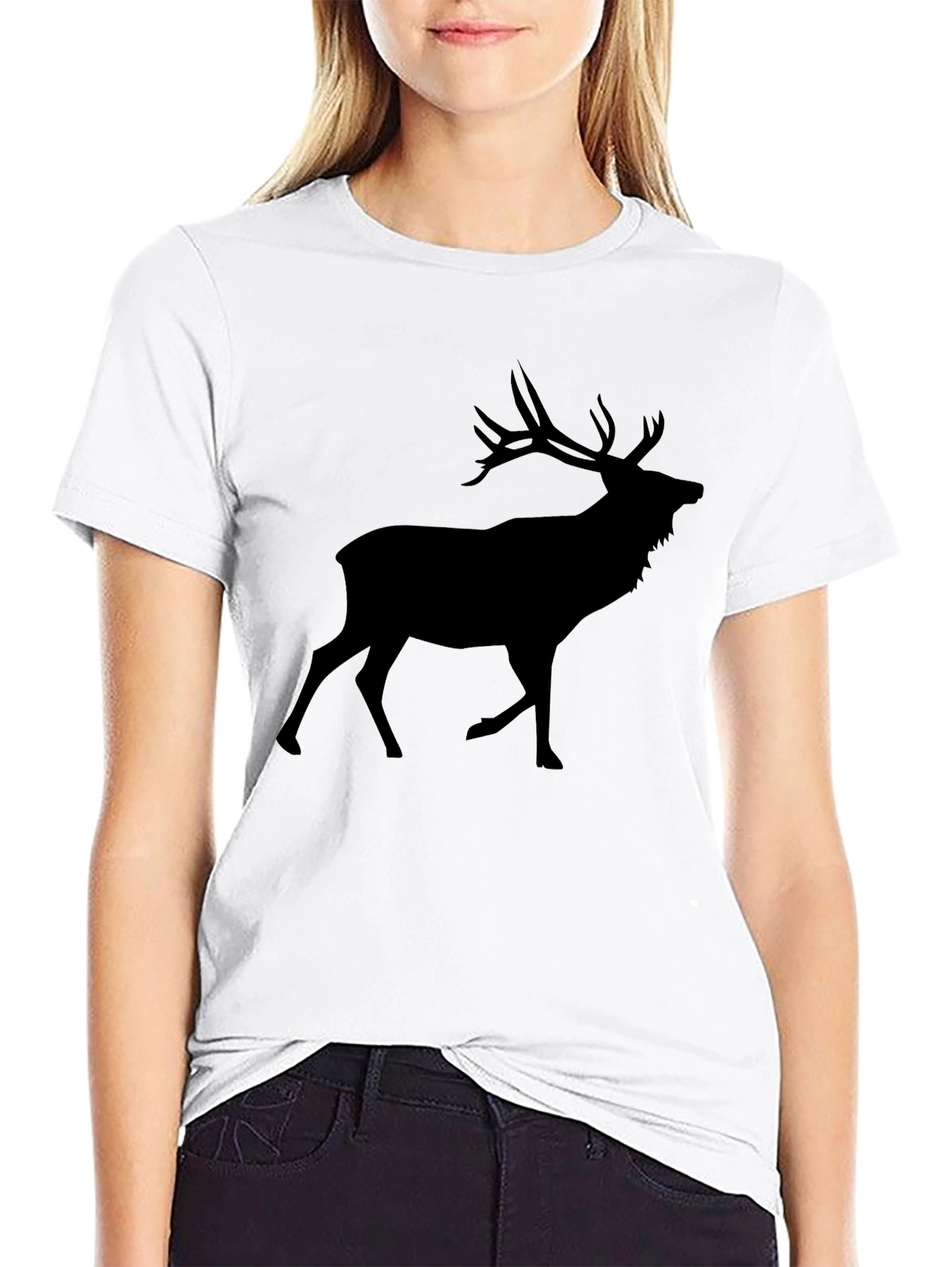 Mens Black Deer Graphic Tee