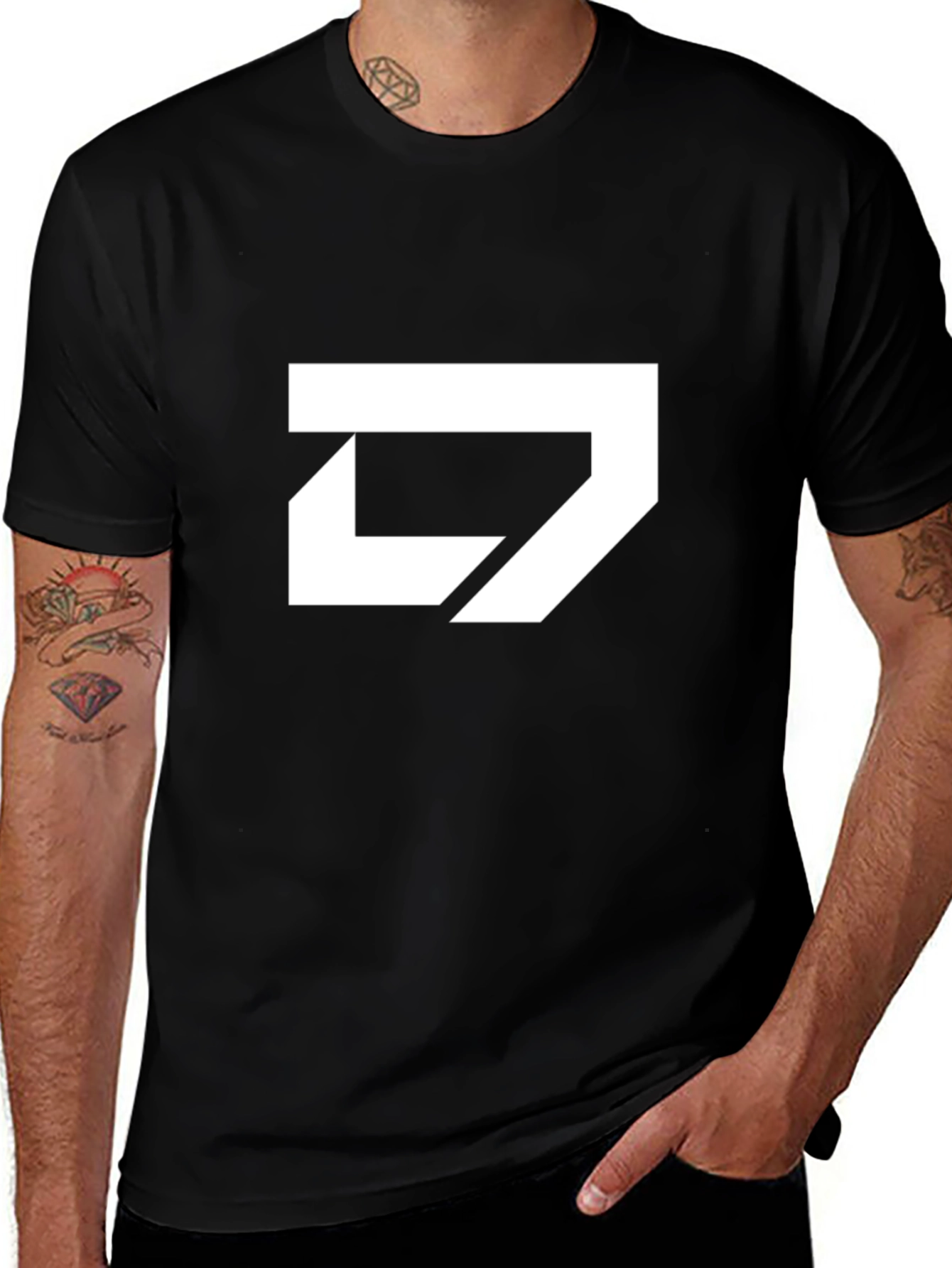 Modern Logo Graphic Tee - Black Cotton Blend