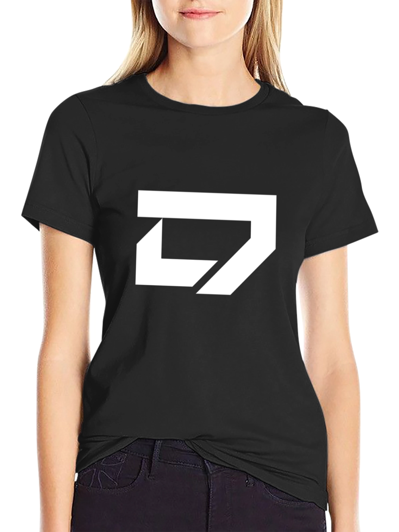 Modern Logo Graphic Tee - Black Cotton Blend