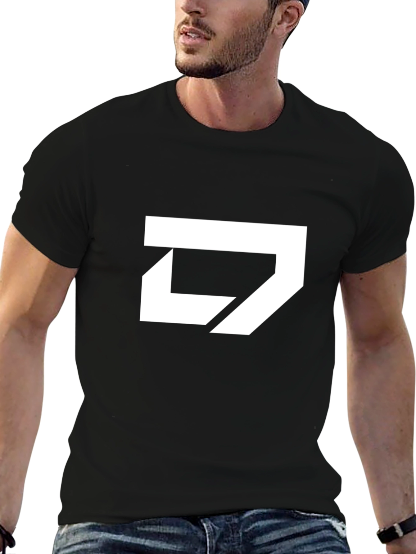 Modern Logo Graphic Tee - Black Cotton Blend
