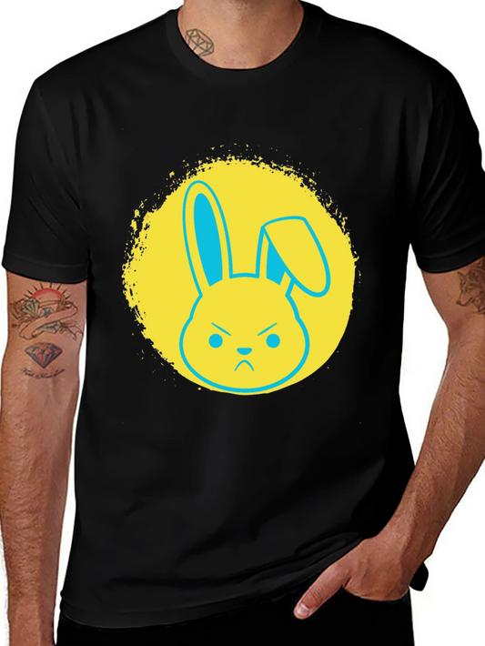 Grumpy Bunny Graphic T-Shirt - Black Cotton Tee