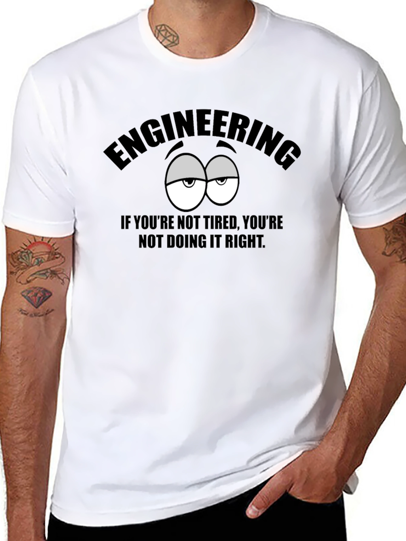 Engineering Tired Eyes Graphic Tee - Black Cotton Blend