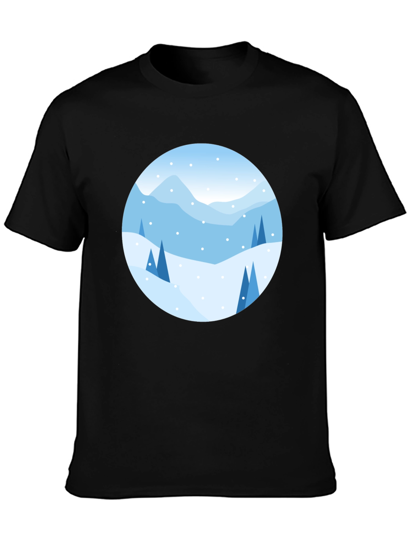 Winter Landscape Graphic Tee - Soft Black Cotton