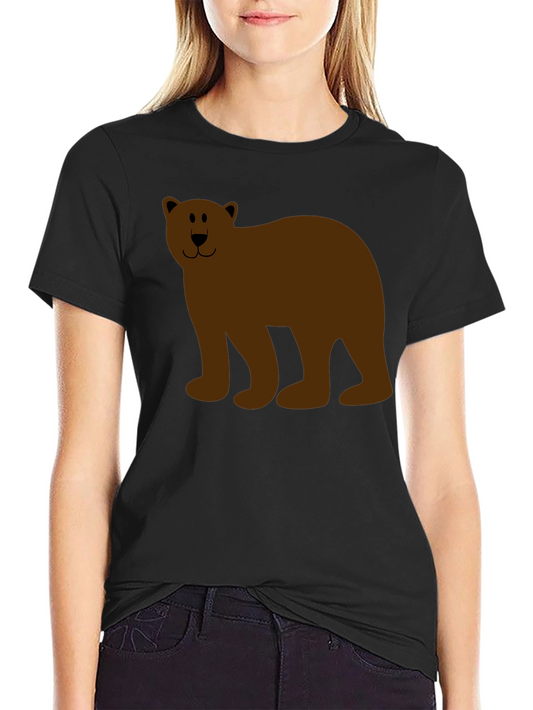 Brown Bear Graphic Print Black T-Shirt