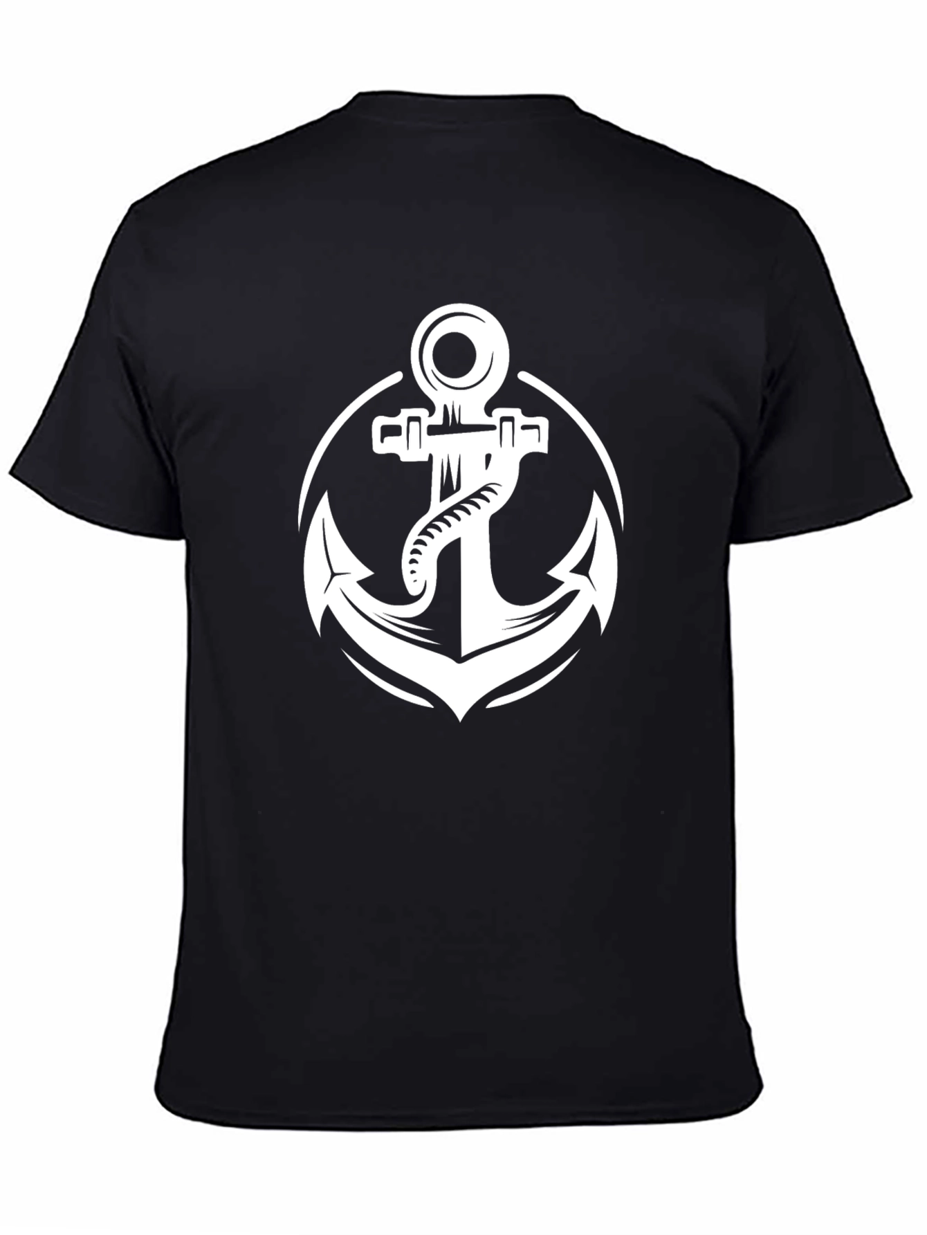 Nautical Anchor Graphic Tee - Classic Black T-Shirt