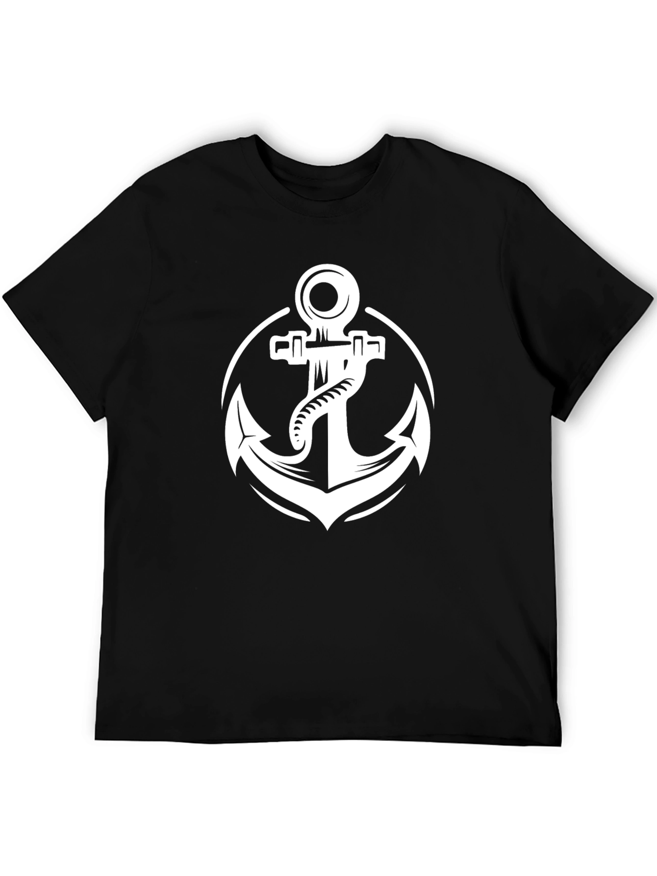 Nautical Anchor Graphic Tee - Classic Black T-Shirt