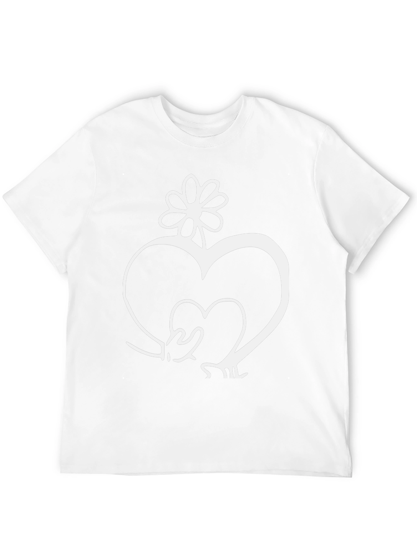 Heart and Flower Graphic Black T-Shirt
