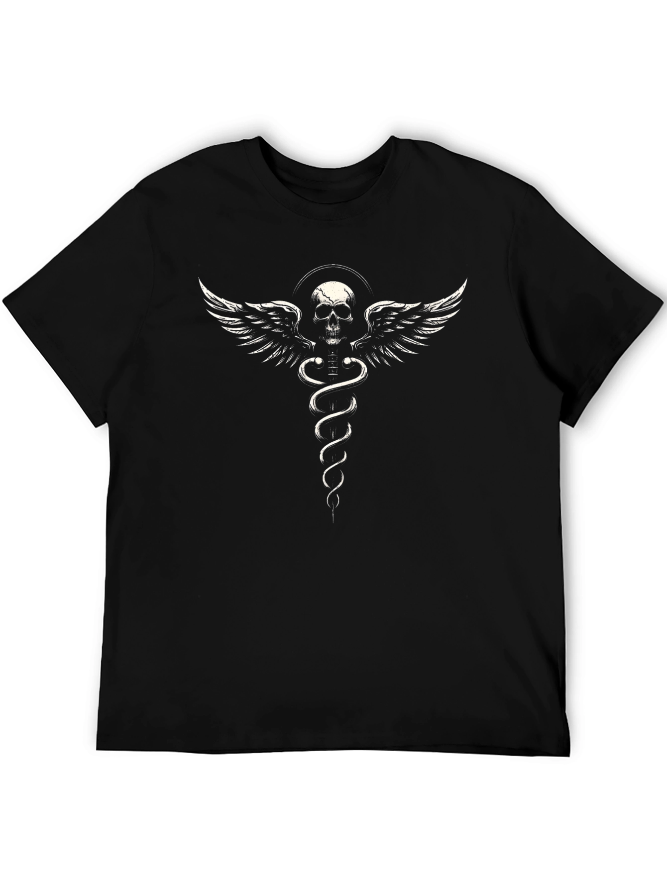 Skull Caduceus Black T-Shirt