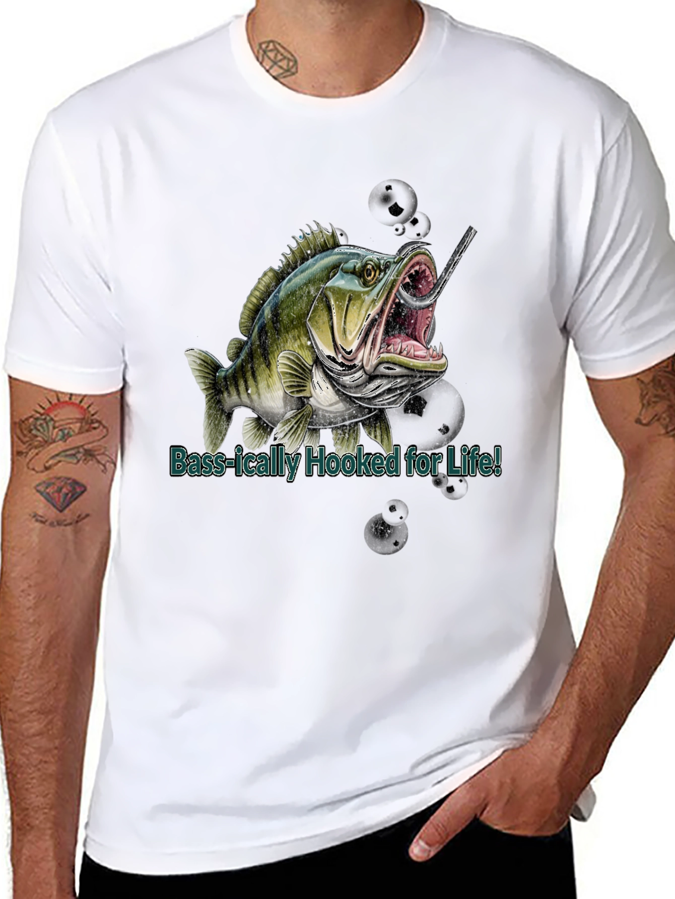 Bass Hooked for Life Graphic T-Shirt