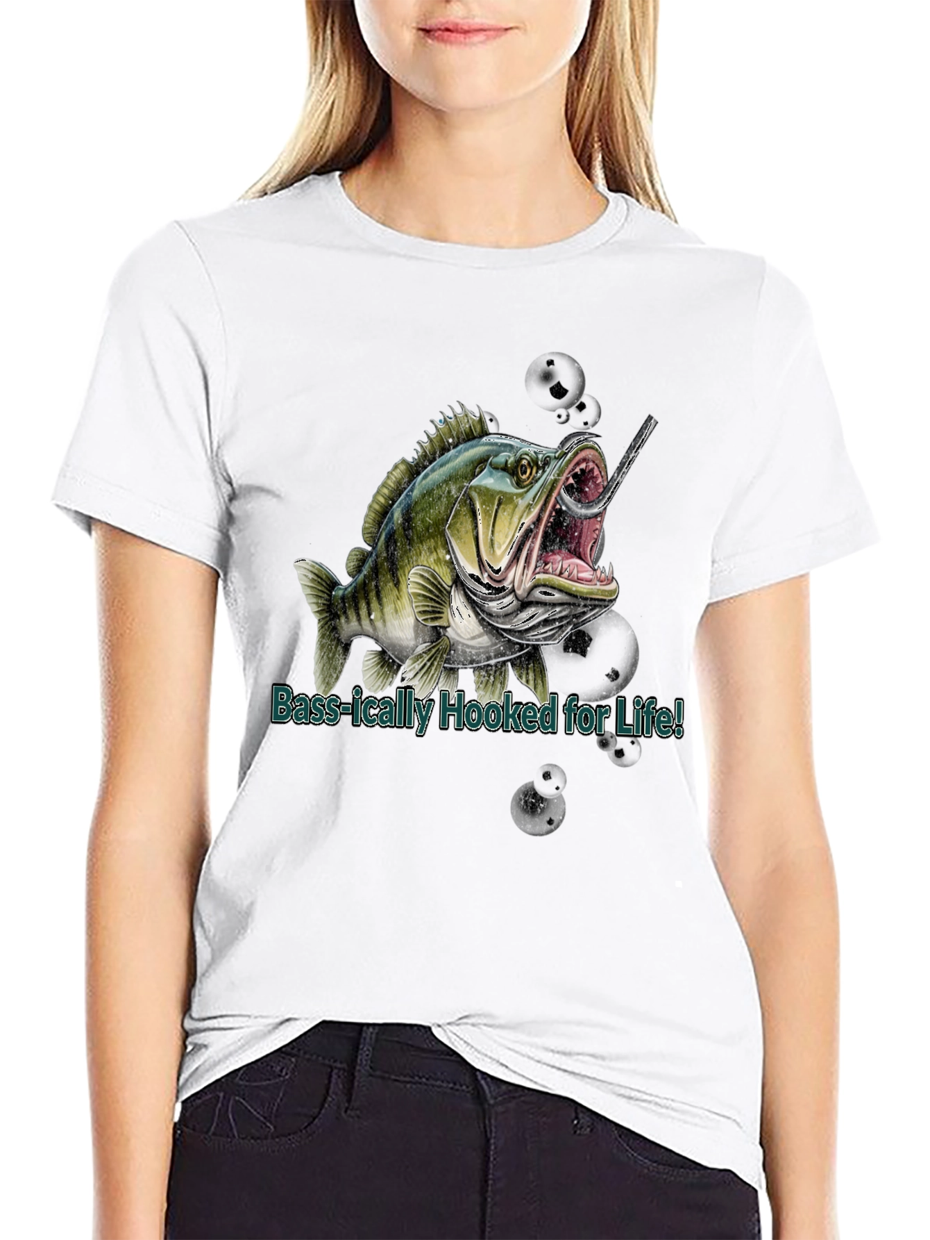Bass Hooked for Life Graphic T-Shirt