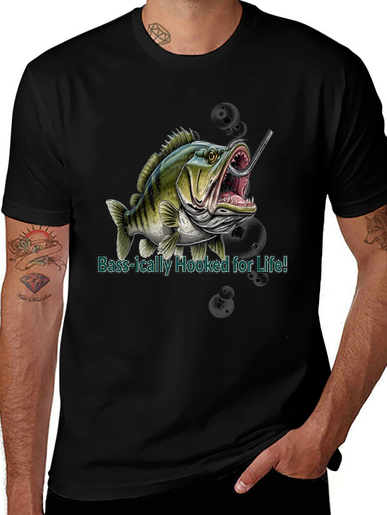 Bass Hooked for Life Graphic T-Shirt