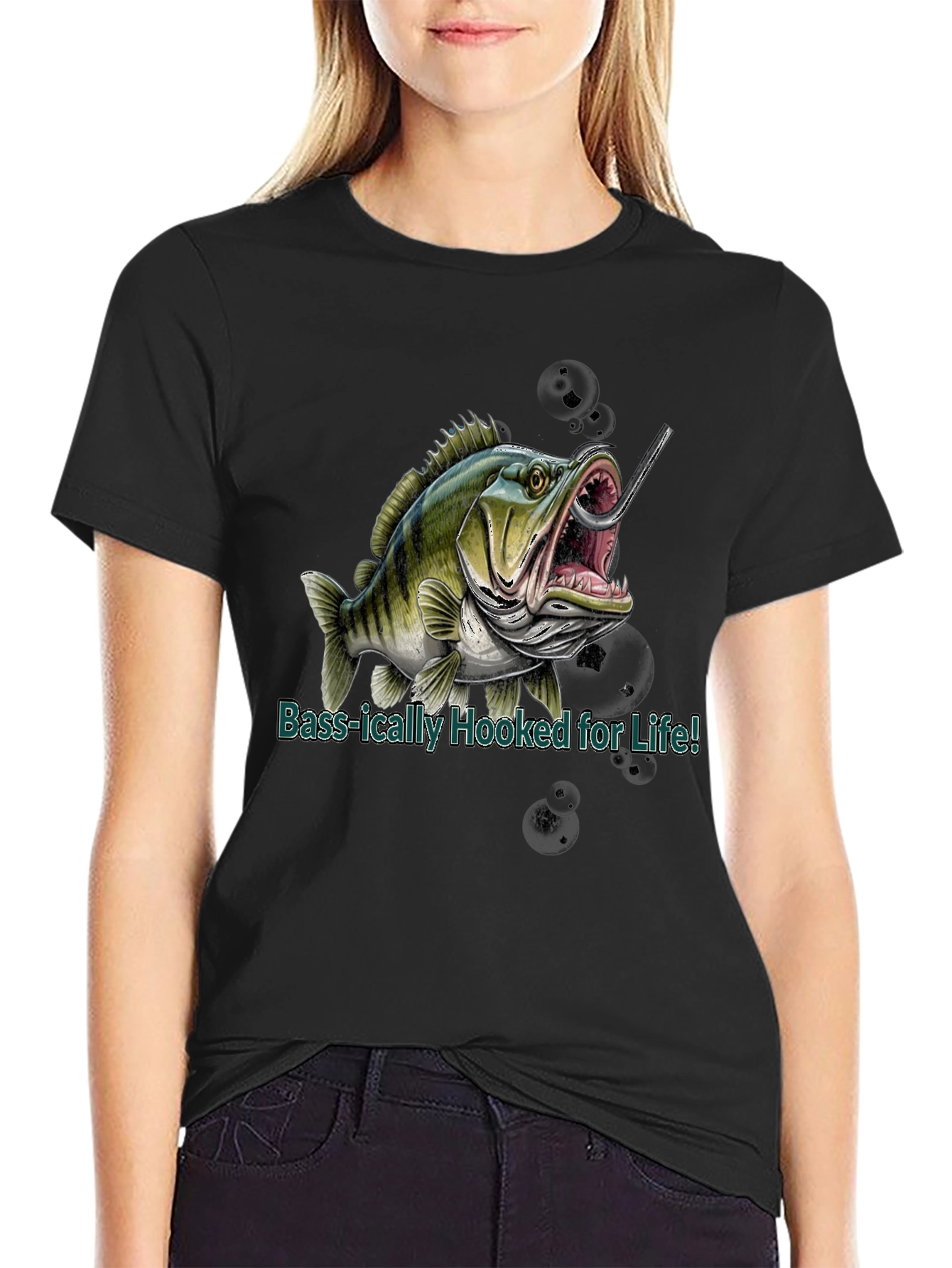 Bass Hooked for Life Graphic T-Shirt