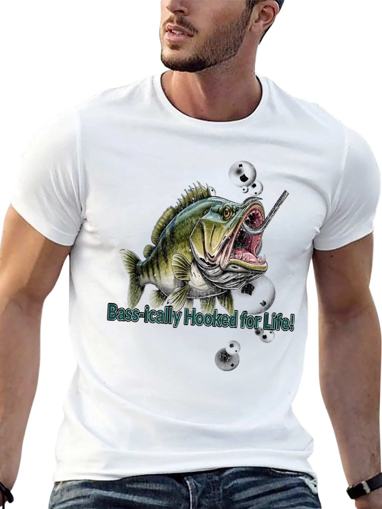 Bass Hooked for Life Graphic T-Shirt