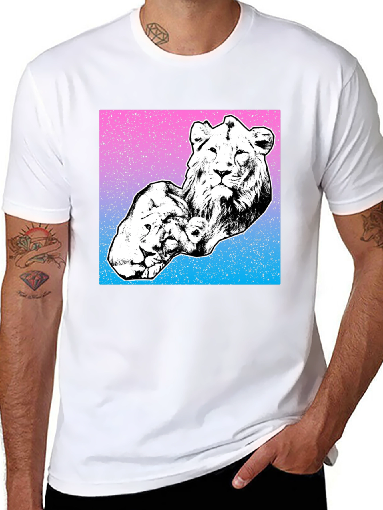 Lion Graphic T-Shirt - Black Cotton Tee