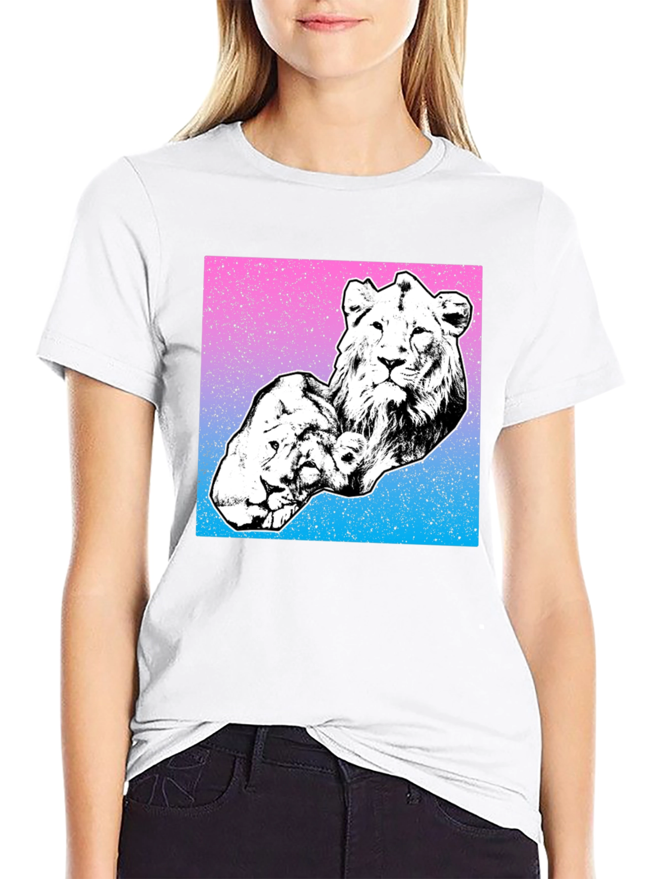 Lion Graphic T-Shirt - Black Cotton Tee
