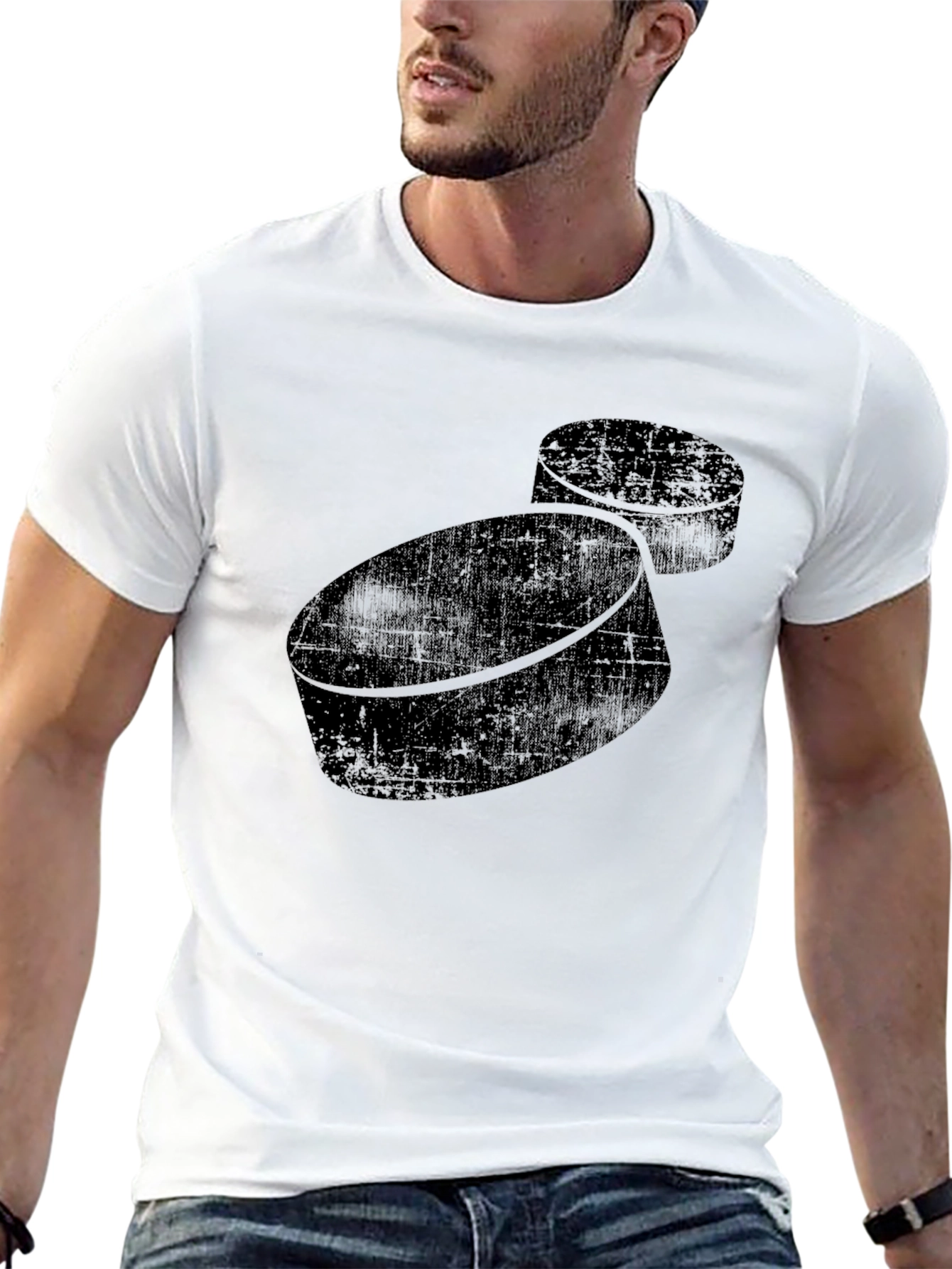 Hockey Puck Graphic Tee - Black