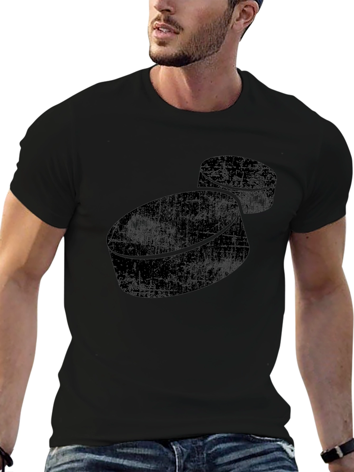Hockey Puck Graphic Tee - Black