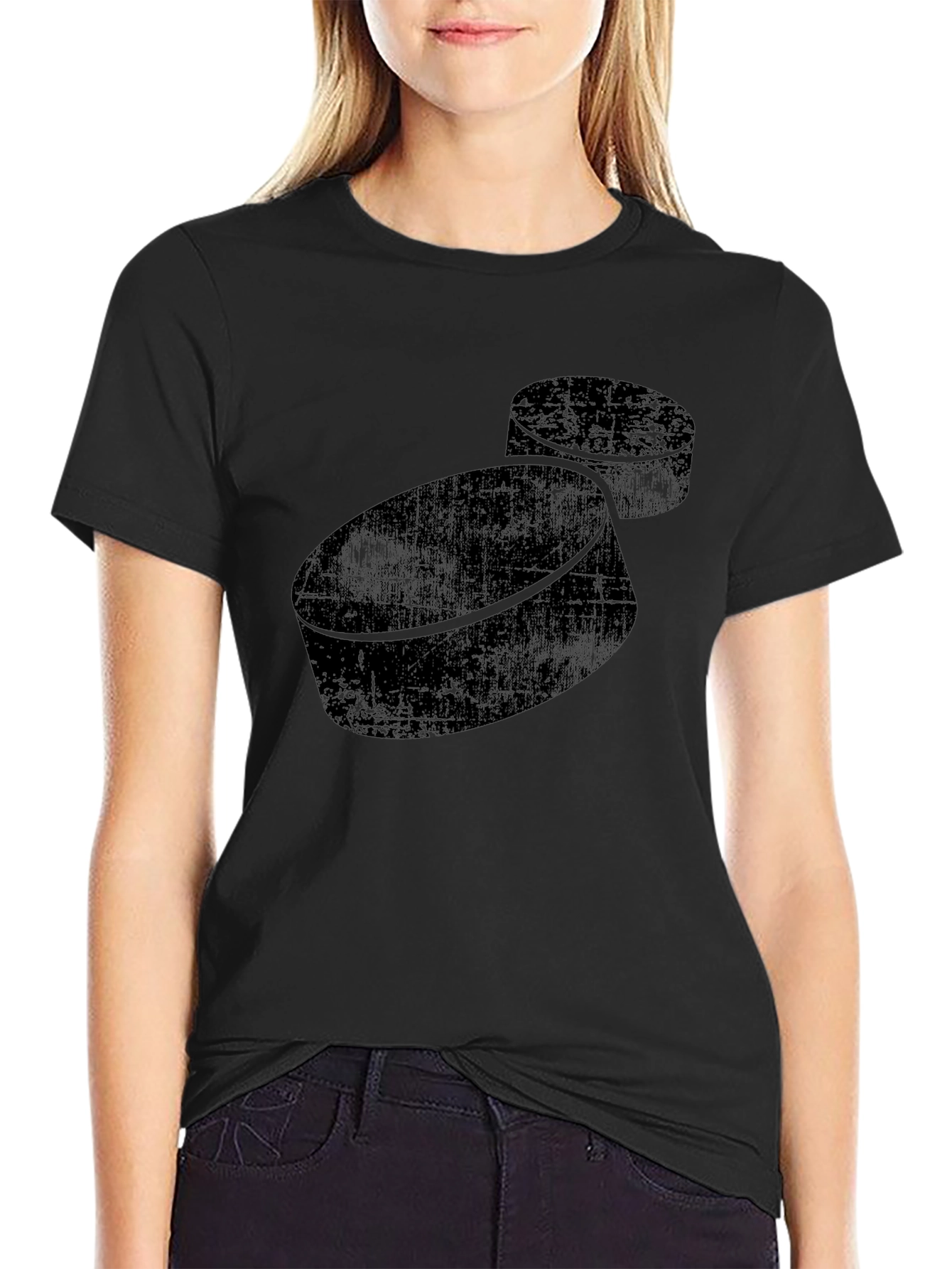 Hockey Puck Graphic Tee - Black