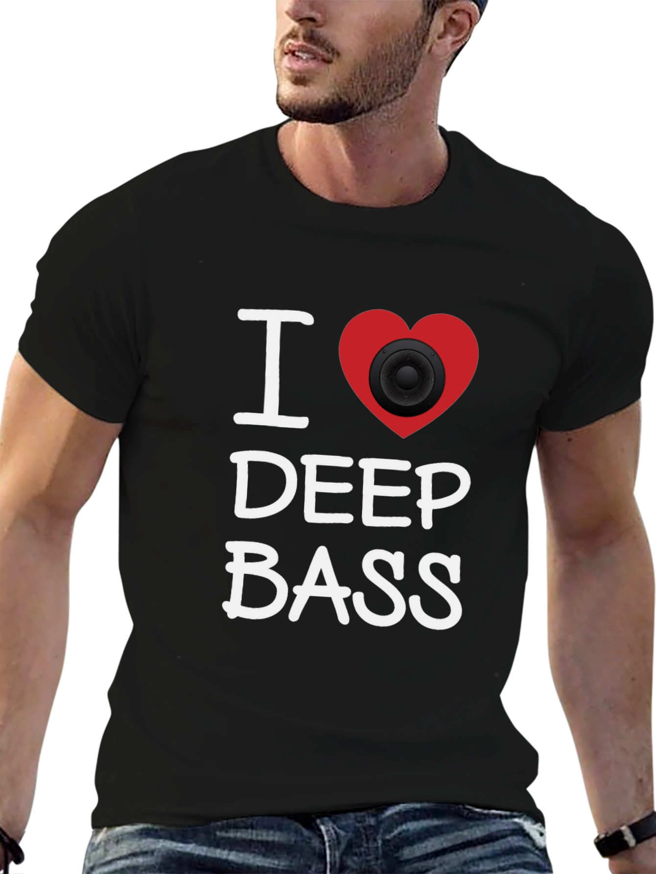 I Love Deep Bass T-Shirt - Black Graphic Tee