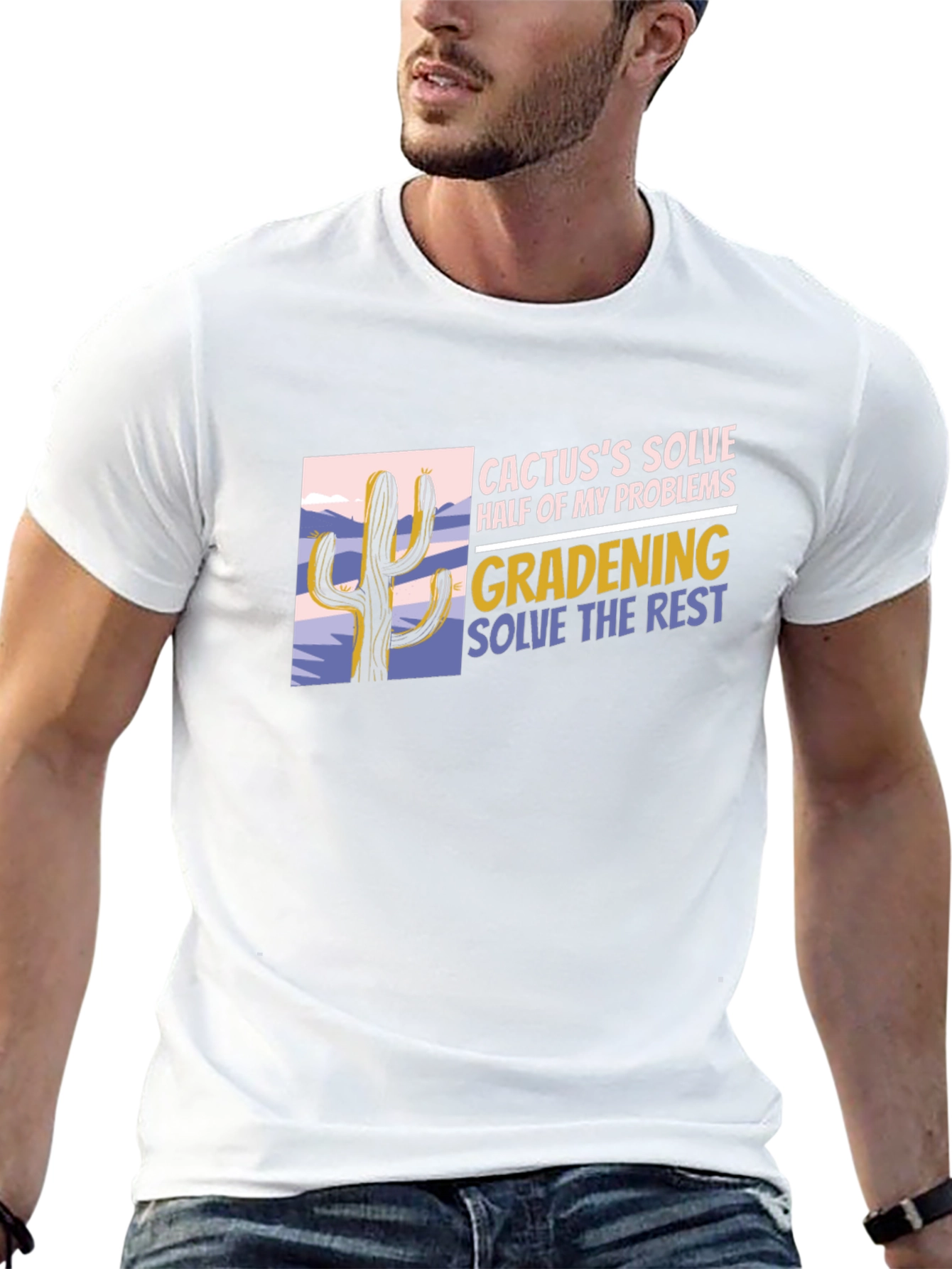 Cactus Gardening Problem Solver Black T-Shirt