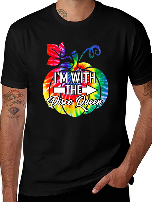 Im With The Disco Queen Halloween Tie Dye Pumpkin T-Shirt