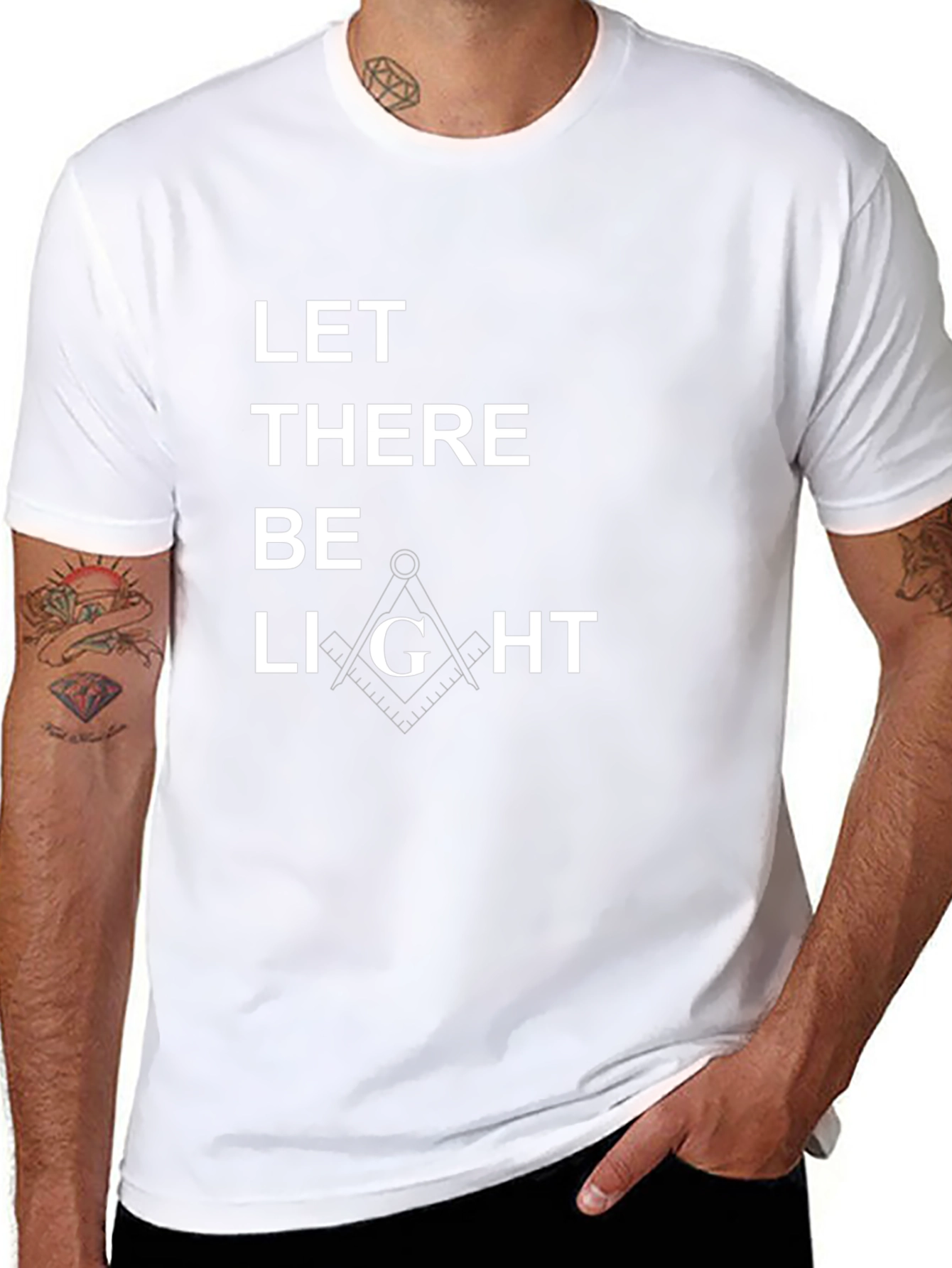 Let There Be Light T-Shirt - Masonic Compass Design
