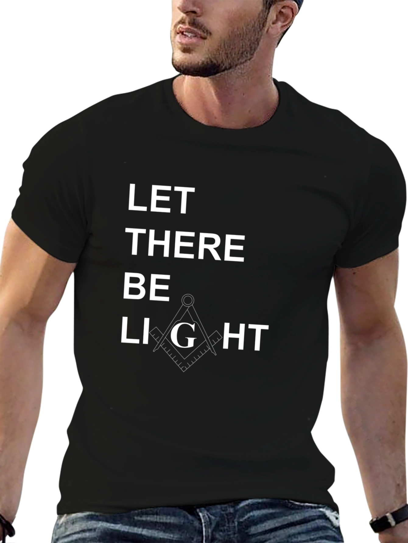 Let There Be Light T-Shirt - Masonic Compass Design