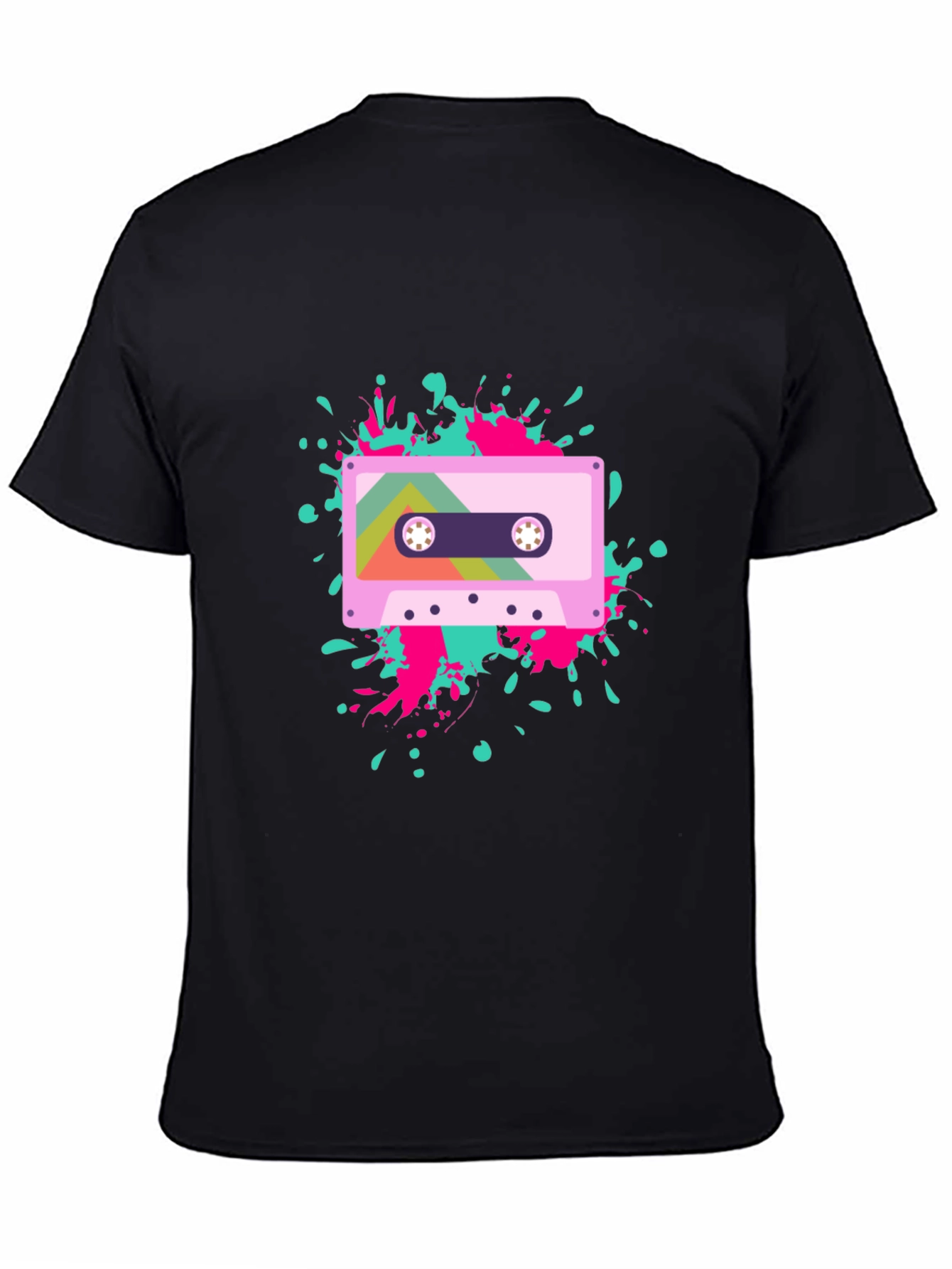 Retro Cassette Tape Graphic Tee - Black