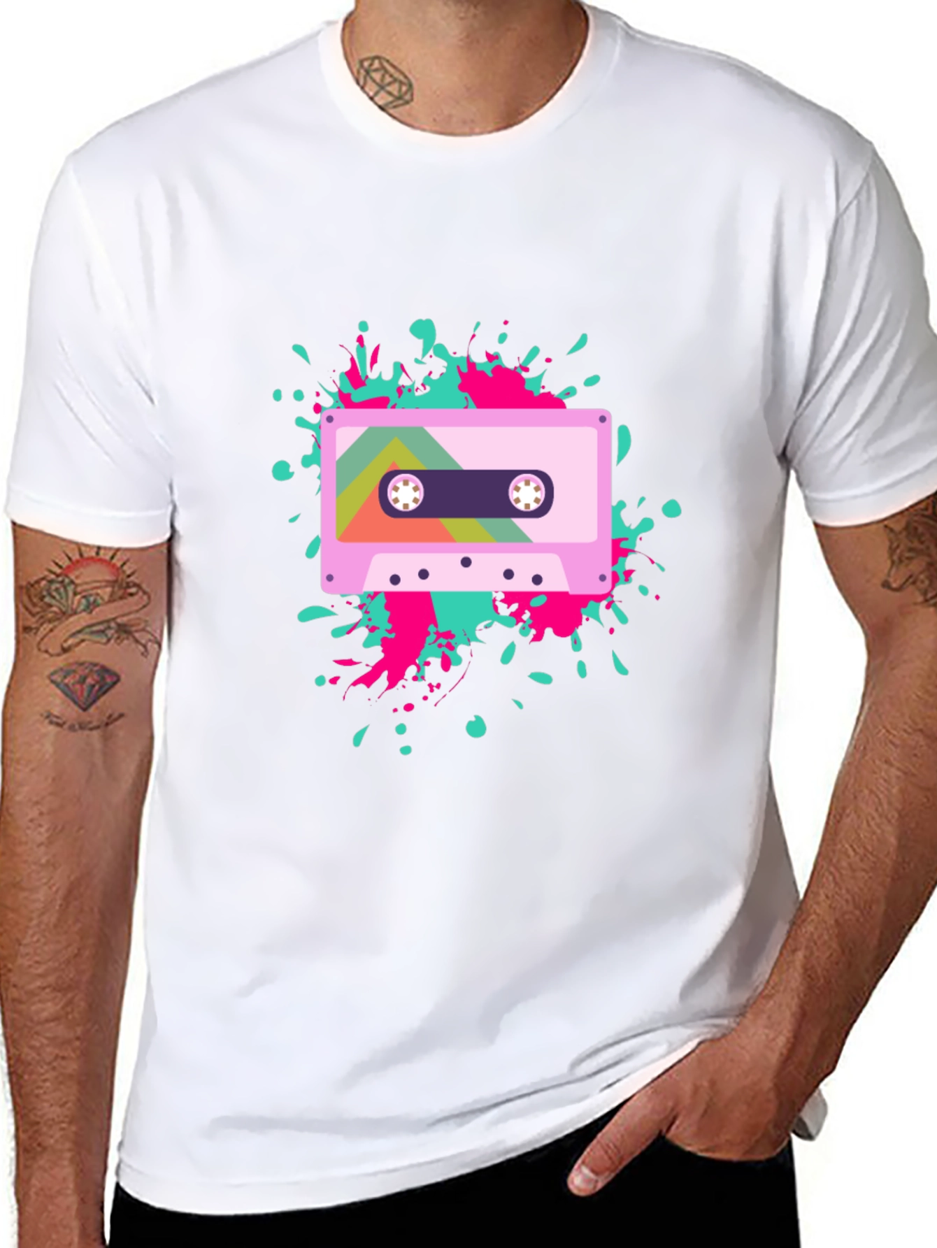 Retro Cassette Tape Graphic Tee - Black