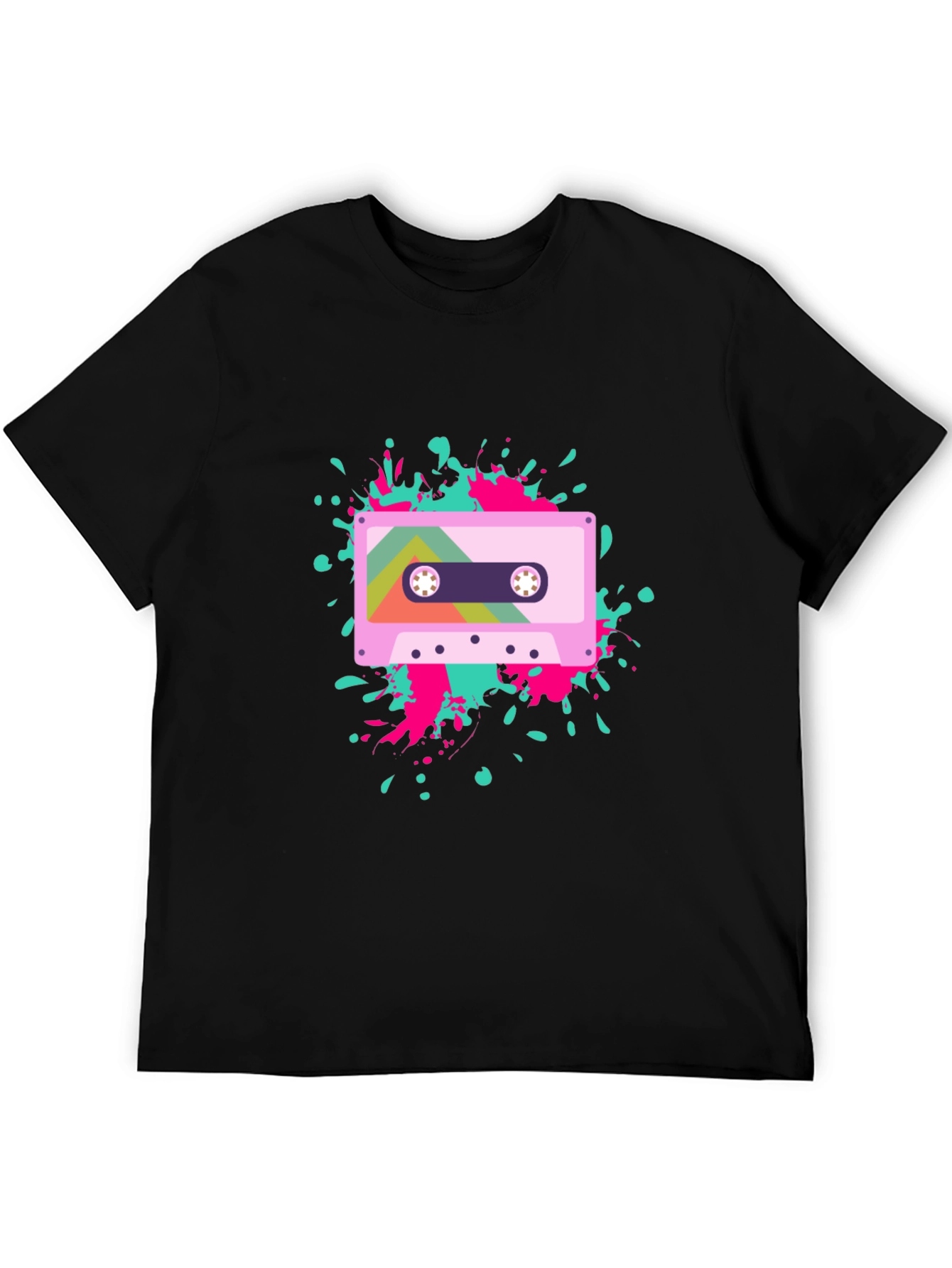 Retro Cassette Tape Graphic Tee - Black